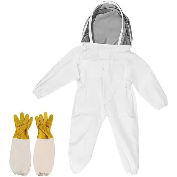 Barnens biodräkt i 100 % bomull – Storlek M för 15-30 kg – Handskar ingår – Optimalt skydd mot stick