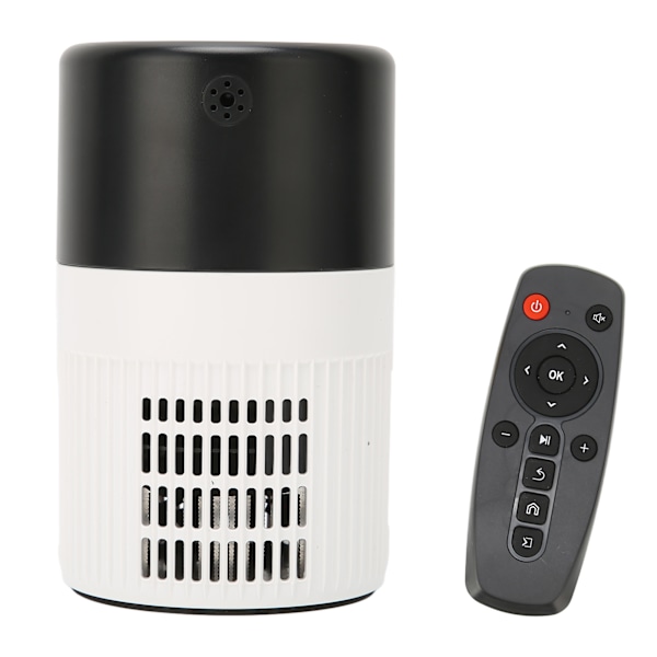 Miniprojektor HD 1080P Bärbar Biograf Ljud Dubbel Fläkt Kylning Filmprojektor för DVD 100V‑240V Svart Vit AU-kontakt