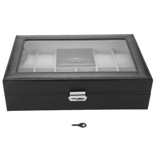 8 rum PU læder ur opbevaringsetui smykke displayboks holder organizer