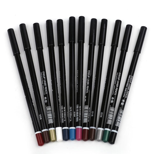 12 stk Eyeliner Blyant Vandtæt Eye Liner Pen Makeup Skønhed Kosmetikværktøj (Flerfarve)