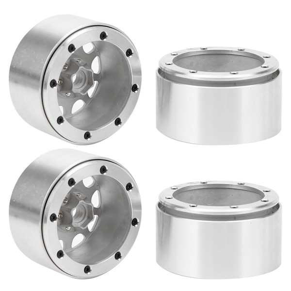 4 st 2,2 tum aluminiumlegering hjulnav passar för TRX4 SCX10 90046 D90 TRX6 1/10 RC Crawler CarSilver