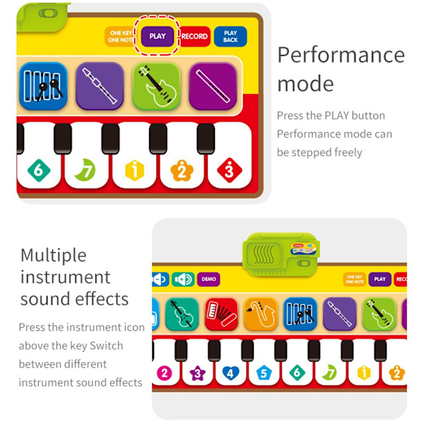 Barn Dansmatta Piano Musikfilt Spela in och Spela Upp Golv Musikaliskt Tangentbord Leksak Touch Play Dansmatta Matta
