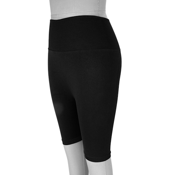 Hög midja yogashorts för kvinnor, mjuka stretchiga andningsbara rumplyft fitness tränings shorts, svarta, L