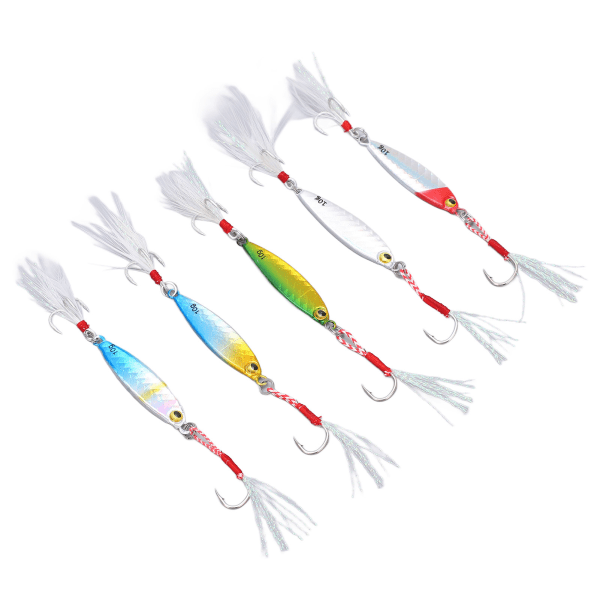 5 stk 10g Jig fiske lokke metall jig agn kunstig lokke med fjær kroker fiskeutstyr for bass