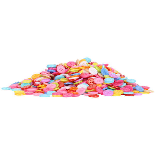 1000 st blandade färgade knappar i plast för sömnad, manuellt pyssel, klädtillbehör, handgjorda dekorationer (15 mm)