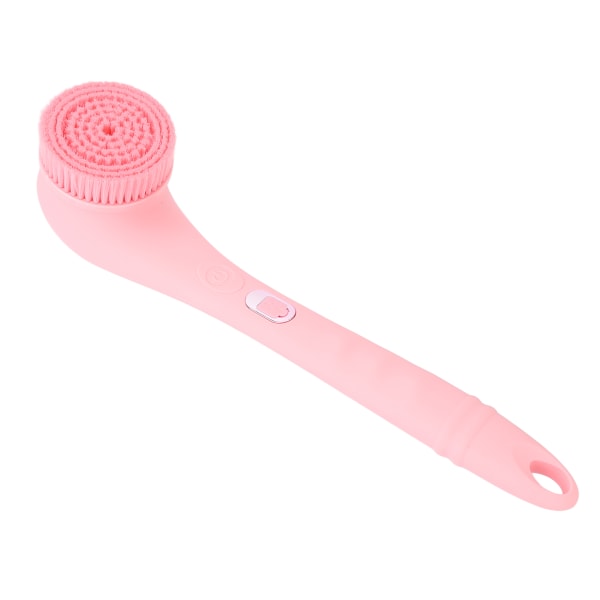 Elektrisk badebørstesett 360 grader roterende langt håndtak kroppsrensende skrubber med 3 hoder rosa