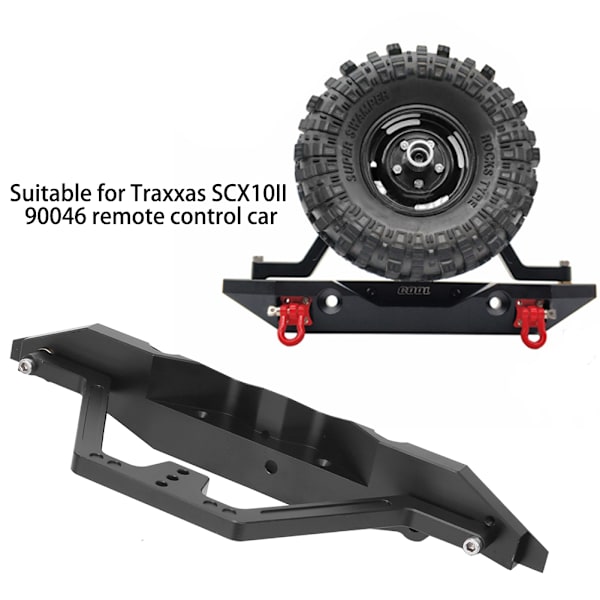 Metall bakre støtfanger med reservedekkstativ LED-lys passer til Traxxas SCX10 90046 bil Svart