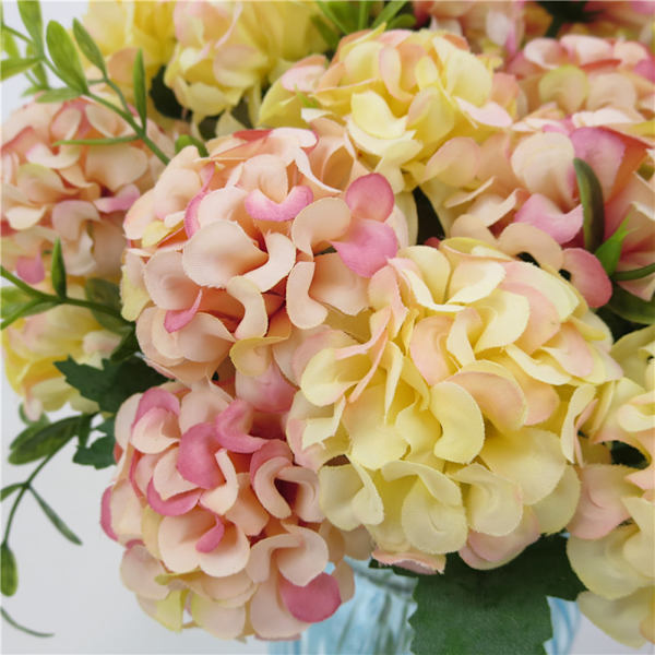 Kunstig hortensia 10 i 1 blå realistisk let vedligeholdelsesklud kunstig blomsterdekoration til bryllup hjemmefest indendørs udendørs