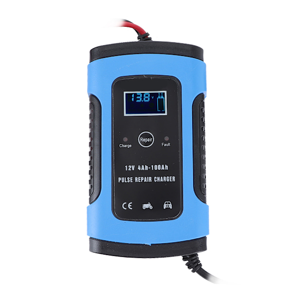 12V 6A Pulserande batteriladdare med lågbrusfläkt för bilmotorcykel 100‑240VUS-kontakt