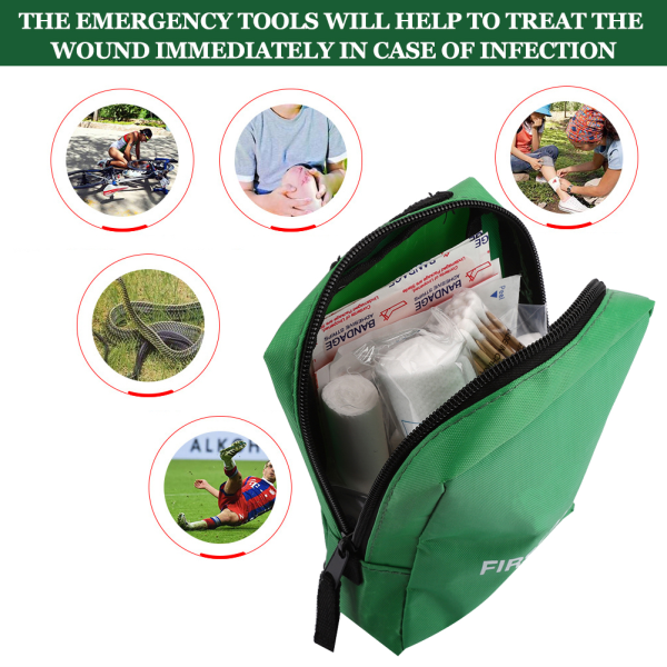 Emergency Aid Kit Home Outdoor Emergency Survival Treatment Tool BagGrön