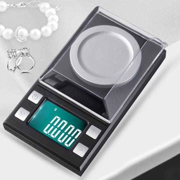 0,001 g Hög precision Bärbar Mini LCD Digital Elektronisk Vågskala för Viktning Smycken Guld piller 50g/0,001g