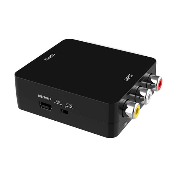 AV til HD Multimedia Interface Konverter HD 1080P Plug and Play Stabil RCA til HD Multimedia Interface Adapter Sort