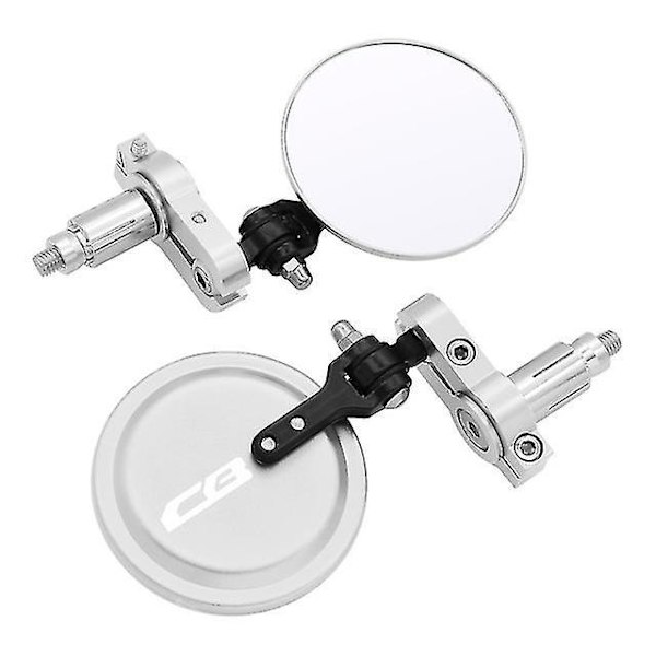 3 tum Runda Fällbara Styrändssidosspeglar för Honda CB125R CB650R CB190R CB250R CB300R CB400 CB500X CB1000R Motorcykelspeglar Silver