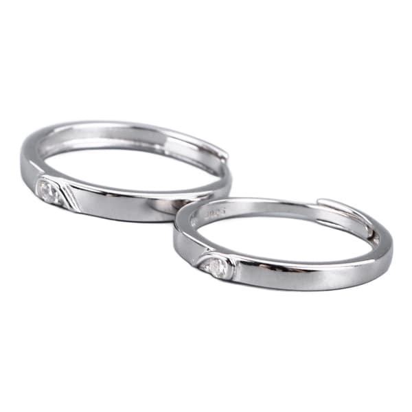 1 par 925 sterling silverring förlovning bröllop parringar alla hjärtans dag present justerbar öppen typ