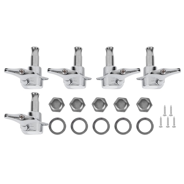 Bass Tuners Set String Knob 5‑String Alloy Enclosed Winding Musical Instrument AccessoriesSilver