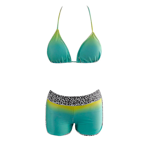 Sportig tankini med vaddering och shorts för kvinnor - Snygg badkläder för strand och pool S Grön