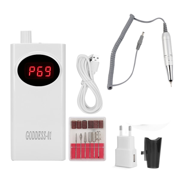Nagelslipmaskin Polerare Bärbar Elektrisk Nagelfil USB Laddningsbar Manikymaskin EU-kontakt 110~240V