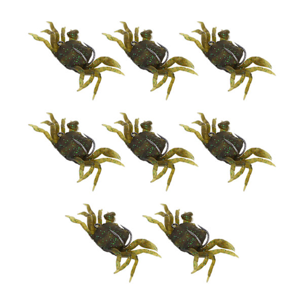 8 stk. kunstig krabbe agn 13 cm 33,5 g simulation krab blød lokkemad til fiskeri med kroge til ferskvand saltvand grøn brun
