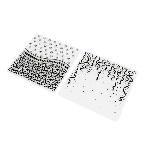 2 stk. prægemapper, præget tekstur 15,1x15,1 cm/5,9x5,9 tommer, dekorative plastprægeskabeloner til DIY-papirhåndværk