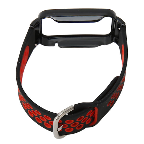 Åndbar silikone urrem med beskyttende kofangerkasse Tilbehør Passer til Mi Band 7 Pro Sort rød og sort urkasse