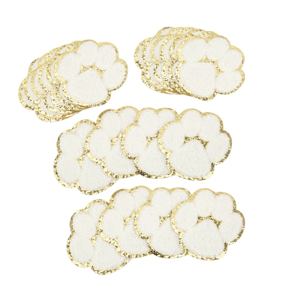 20 stk Cat Paw Iron On Patches Mode Hvide Kattepoter Syning Broderede Patches til Rygsække Tøj Jakker