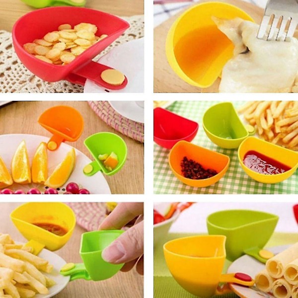 4-pak Dip Clip Skåle - Tallerkensauceholdere, Klips-på Dipbeholdere - Orange