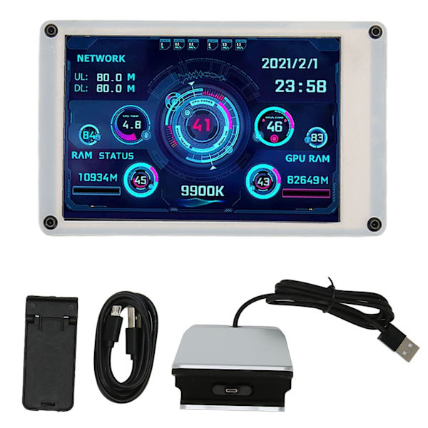 3,5-tums datortemperaturmonitor dubbelt USB-gränssnitt IPS USB miniskärm PC CPU GPU RAM HDD-datamonitor för AIDA64 för Windows