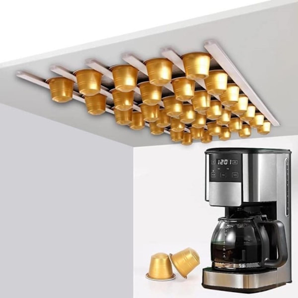 Väggmonterad kaffekapselhållare förvaringsställ för kaffeförvaring PVC platsbesparande för hem kök vit