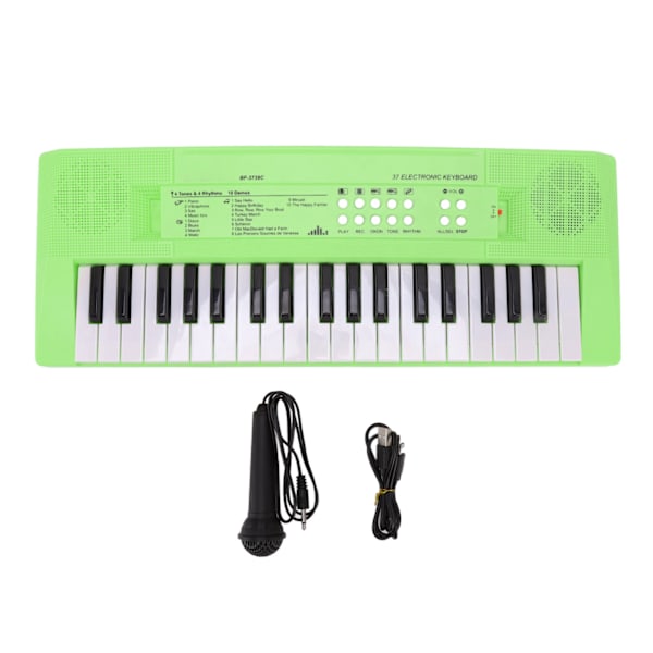 Elektroniskt piano keyboard barn 37 tangenter keyboard piano pedagogiskt instrument leksak med mikrofon grön