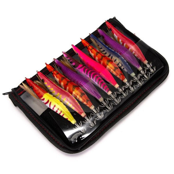 Luminous Wood Shrimp Squid Hook Lures Shrimp Bait with Squid Jigs Hooks Cuttlefish Sleeve Jig Hooks Hard Artificial Lures