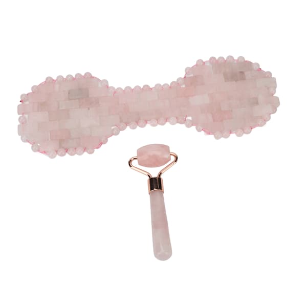 2 st Jadesten Ögonkudde Roller Set Minska Mörka Cirklar Främja Sömn Sten Ögonkudde Massagerulle Rosa