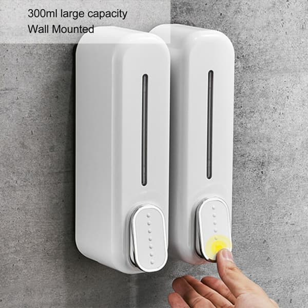 300 ml manuell tvåldispenser, ABS-press, väggmonterad tvåldispenser för hem/hotell, vit