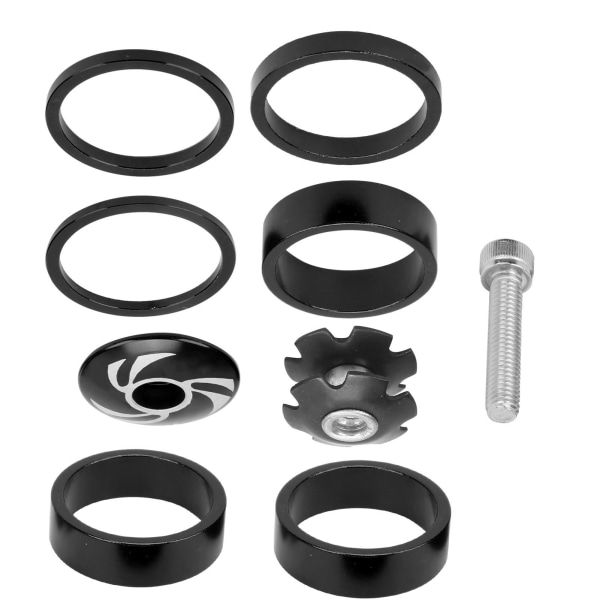 6st Cykelheadset Spacer Aluminiumlegering Cykelstyre Stem Spacers för Mountain Bike Black