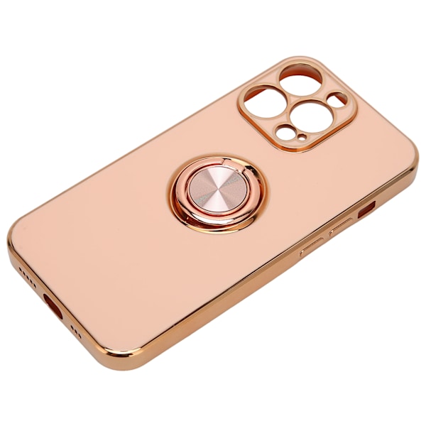 Mobiltelefon Skal Rose Gold Elektroplet Ring Telefon Etui Damer Ultra Tynd Blød TPU Telefon Cover til IPhone 13 Pro Lys Pink