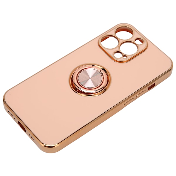 Mobiltelefon Skal Rose Gold Elektroplet Ring Telefon Etui Damer Ultra Tynd Blød TPU Telefon Cover til IPhone 13 Pro Lys Pink