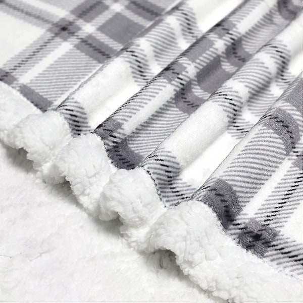 Rutiga Mjuka Filtar för Soffa Mjuk Twin Jul Sängkläder Soffa Flanell Plysch 130x150cm, Svart