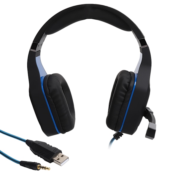 Gaming-headset med kabel, LED-lys og mikrofon til pc og bærbar computer