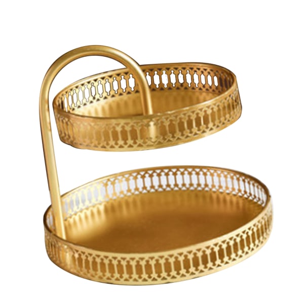 Kaksoiskerroksinen leivonnastarjotin koristeellinen kupari kulta keksejä jälkiruoka näyttölevy häät pystysuora jyvä