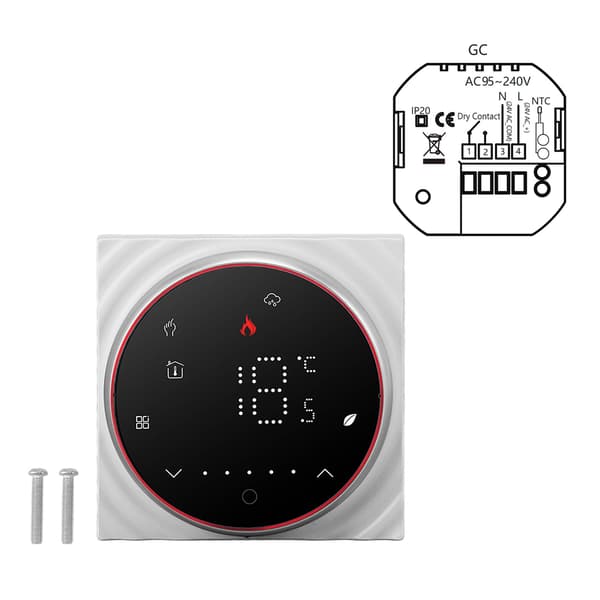 Smart Termostat 1 Vecka Programmerbar LED-Display Infälld Rektangulär Bas Digital Termostat AC95‑240V för Pannvärmesystem Svart