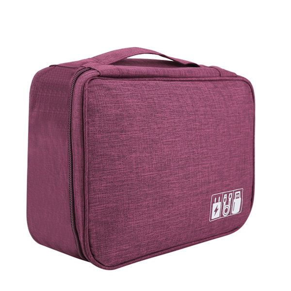 Bærbar oppbevaringspose for USB-kabel Power Bank Hodetelefon Digital Garget Organizer (lilla)