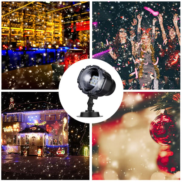 LED Snefaldslys, LED Projektor Snefaldslys til Haven, Snefnug Roterende LED Lys