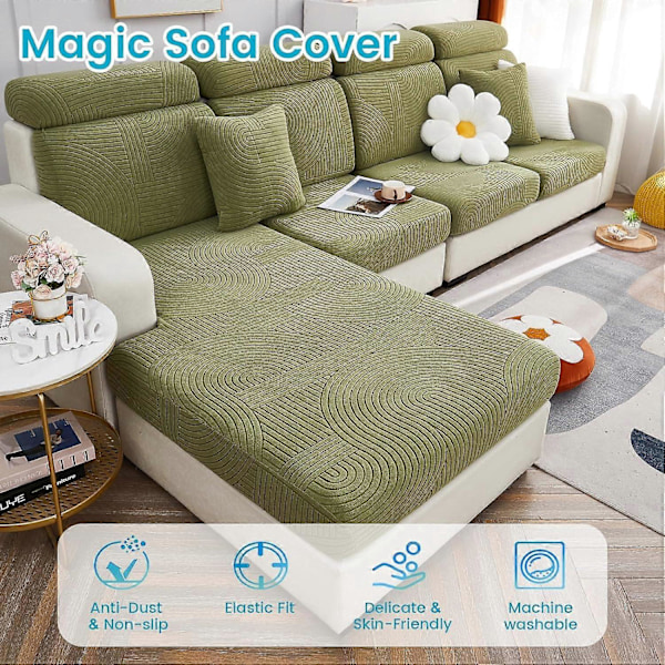 Jianyana Universal Jacquard L-formad Elastisk Soffsittsdyna Överdrag, Slitstarkt Möbelskydd för Dynor på Schäslongsoffa M Ryggskydd