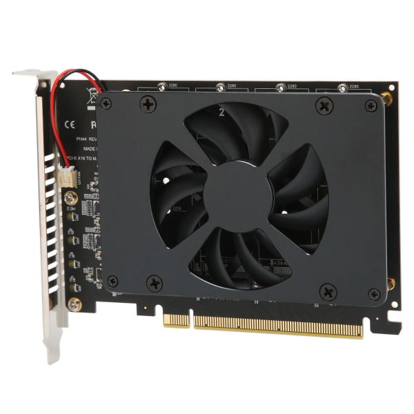 M.2 PCIE Adapter PCIe 4.0 X16 til 4 Port M.2 NVMe med kjølevifte NVME Raid Card 4x32Gbps M.2 SSD Adapter for Windows