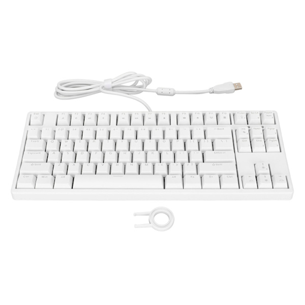 Mekanisk tangentbord 87 tangenter Röd brytare Ergonomisk Flexibel Snabbt svar Trådbundet tangentbord för PC Dator Laptop Vit