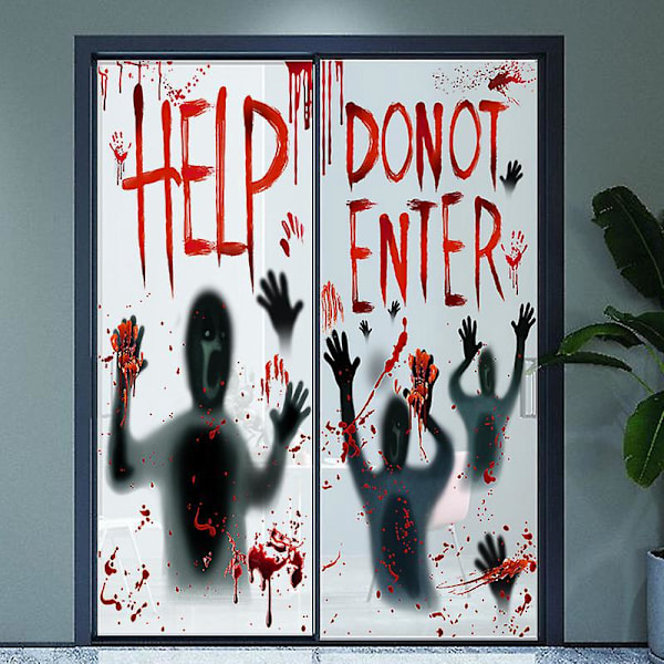 Halloween Zombie Håndavtrykk Vindu Dør Dekorasjoner Sett - 6 stk