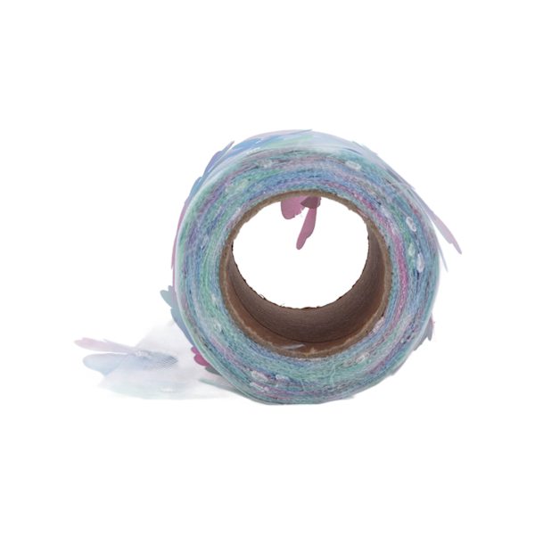 Färgglad Tulle Rulle Gradient Blom Båge Knyt Nät Tyg Rulle DIY Material Rem Blå