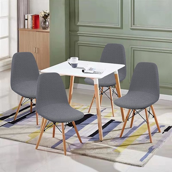 Skandinavisk Stolkledning Stretch Skandinavisk Spisestuestolkledning, Diagonal Jacquard Elastisk Stolkledning Universal for Hjemmedekor, Grå