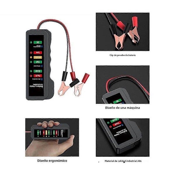 12V Bilbatteritester Batteriladesystem Analysator og Alternator med LED Bilverktøy for Kontroll og Diagnose