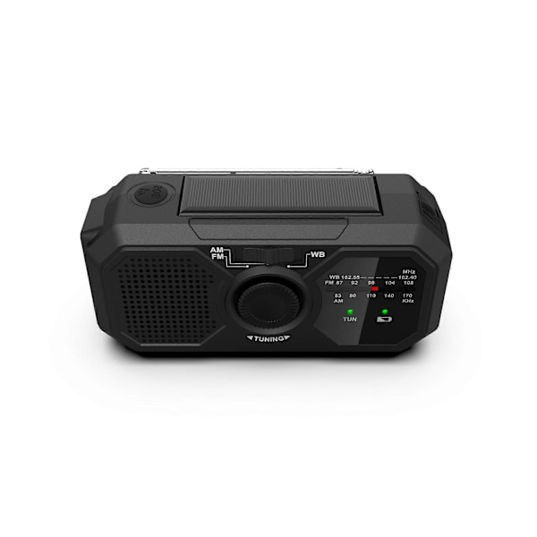 Kannettava käsikampi-radio aurinkoenergialla Toimiva radio AM/FM Dynamo-radio USB-C 2500mAh Ladattava LED-taskulampulla SOS-hälytys Kompassi Pieni radio ulkoiluun