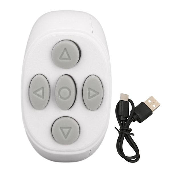 Bluetooth-fjernkontroll Multifunksjonsringdesign Trådløs telefon Selfie-utløser for Home White